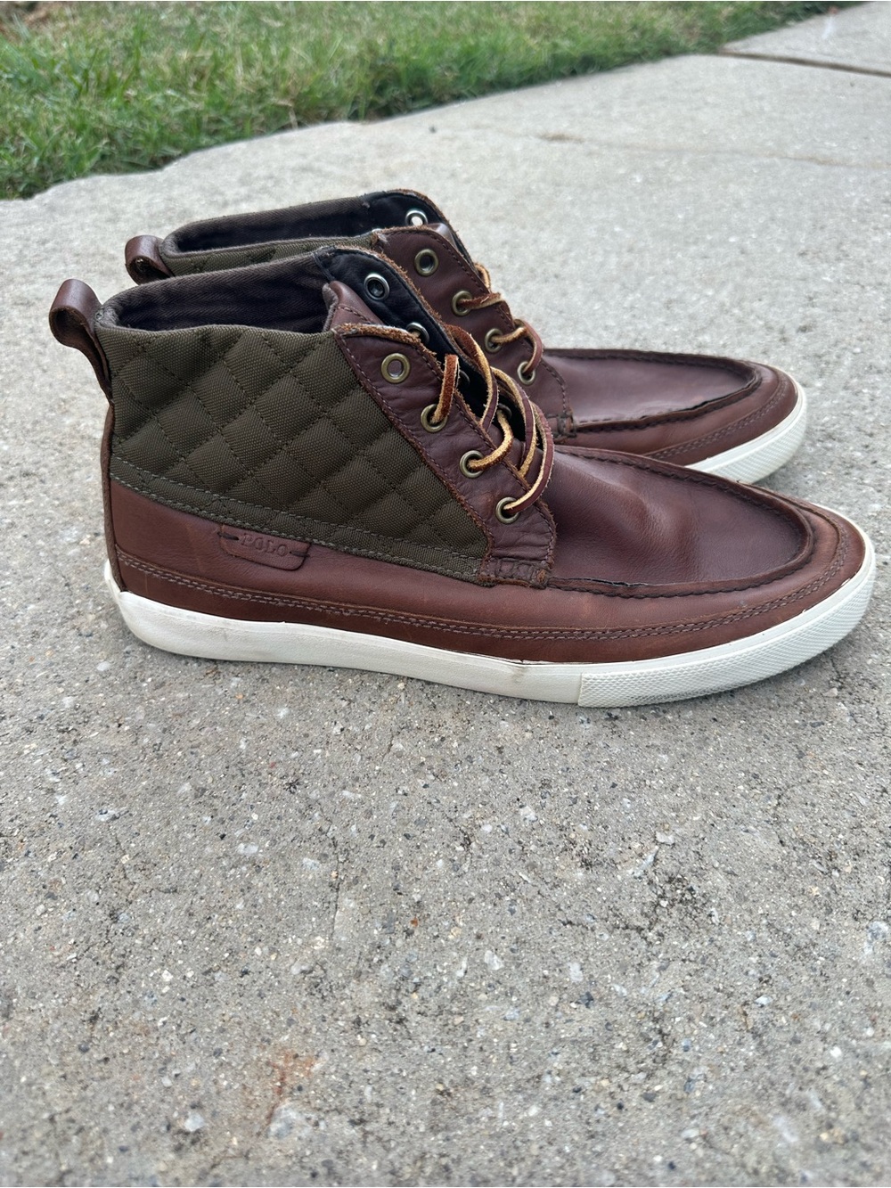 Polo Ralph Lauren Tomas leather Deck Shoes Chukkas Brown Men's size 10.5